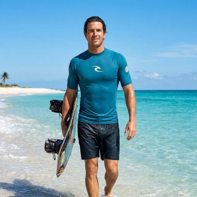 RIP CURL Pánské lycrové triko WAVES, krátký rukáv