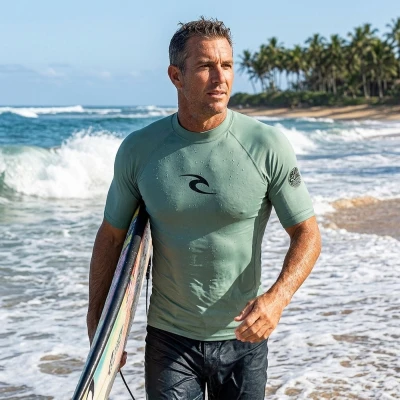 RIP CURL Pánské lycrové triko WAVES, krátký rukáv