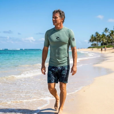 RIP CURL Pánské lycrové triko WAVES, krátký rukáv