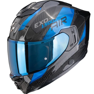 Scorpion EXO-1500 Carbon Air Platted černo-modrá integrální helma na motorku