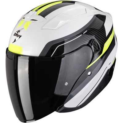 Scorpion EXO-230 Hipe bílo-černo-fluo žlutá otevřená helma na motorku