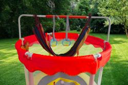 Sedco Dětská trampolína 150 cm s ochrannou sítí a vybavením - oranžová
