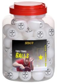 Sedco Míčky na stolný tenis for TRAINING 1* CELL FREE 60ks - dóza - biele