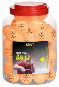 Sedco Míčky na stolný tenis for TRAINING 1* CELL FREE 60ks - dóza - oranžové