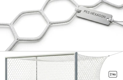 Sedco Síť kopaná PES HEXAGON 3x2 m - SET NA DVĚ BRANKY