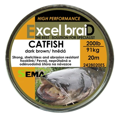 Sema Catfish hnědá 20 m 250 lbs / 113,5 kg pletená šňůra