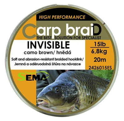 Sema Pletená šňůra Invisible 20 m 15 lbs / 6 8 kg Sema Pletená šňůra Invisible 20 m 15 lbs / 6 8 kg