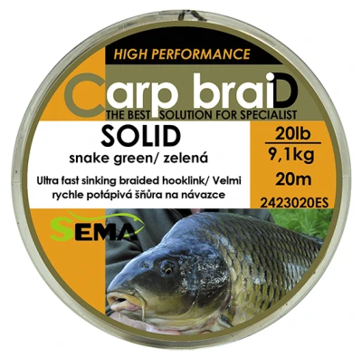 Sema Solid zelená 10 m 20 lbs / 9,1 kg pletená šňůra