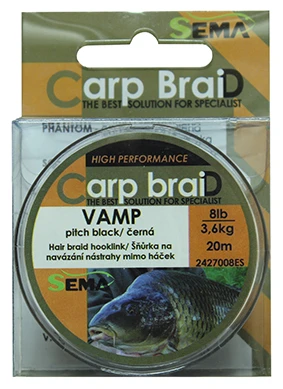 Sema Vamp černá 20 m 8 lbs / 3,62 kg pletená šňůra