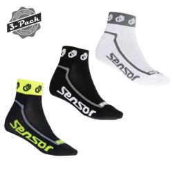 SENSOR 3-pack Race Lite Small Hands ponožky Černá, Bílá, Ref.žlutá POUZE 9-11 43–46 (VÝPRODEJ)