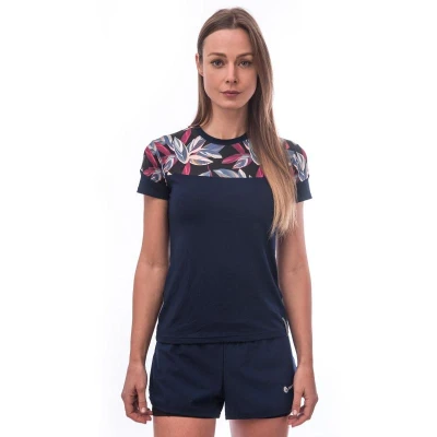 Sensor Coolmax Impress Deep Blue/leaves dámské funkční tričko