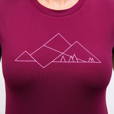 SENSOR Coolmax Tech Geo Mountains dámské triko kr.rukáv Lilla