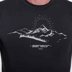 SENSOR Coolmax Tech Mountains 98 pánské černé triko kr.rukáv