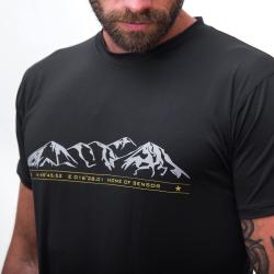 SENSOR Coolmax Tech Mountains Limited pánské černé triko kr.rukáv