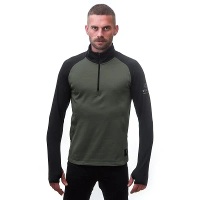 SENSOR Coolmax Thermo pánská mikina zip Olive Green/černá