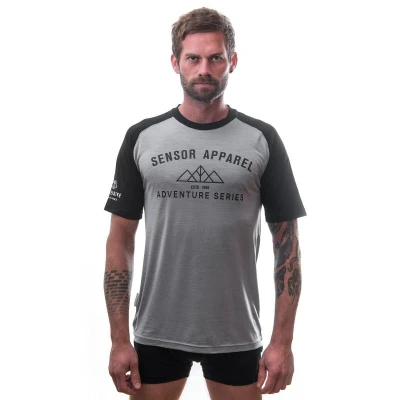 Sensor Merino Active Pt Adventure Šedá/černá pánské funkční tričko
