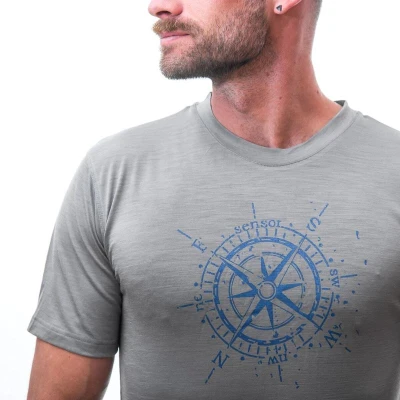 Sensor Merino Active Pt Compass šedá pánské funkční tričko