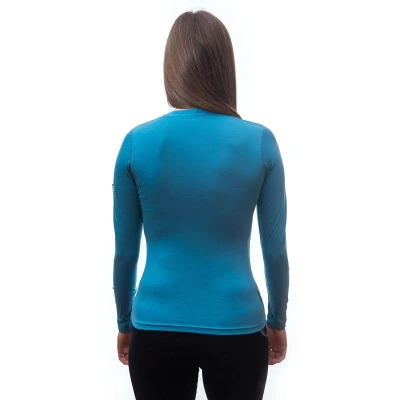 Sensor Merino Active modré dámské triko dlouhý rukáv