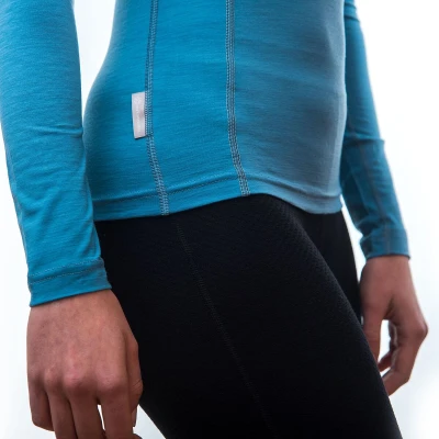 Sensor Merino Active modré dámské triko dlouhý rukáv