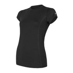 Sensor Merino Active čierne dámske tričko krátky rukáv