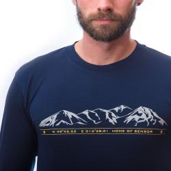 SENSOR Merino Active Mountains pánské triko dl. rukáv Deep Blue
