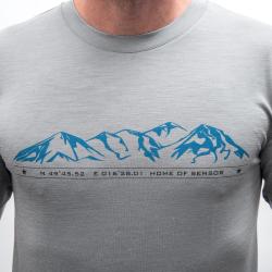 SENSOR Merino Active Mountains pánské šedé triko kr. rukáv