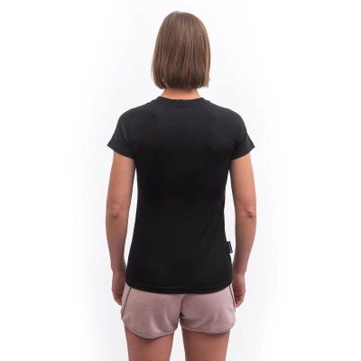 SENSOR Merino Active No Logo dámské černé triko kr. rukáv
