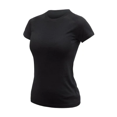 SENSOR Merino Active No Logo dámské černé triko kr. rukáv