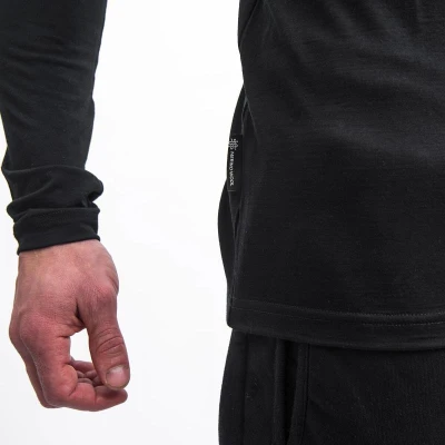 SENSOR Merino Active No Logo pánské černé triko dl. rukáv Raglan