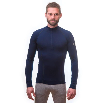 SENSOR Merino Active pánské triko dl.rukáv zip Deep Blue