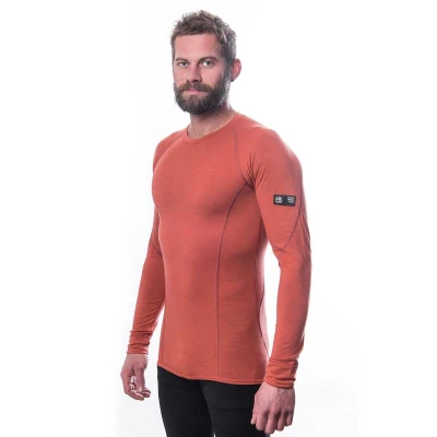 SENSOR Merino Active pánské triko dl. rukáv Terracotta