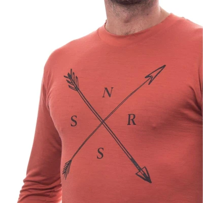 SENSOR Merino Active Snsr pánské triko dl.rukáv Terracotta