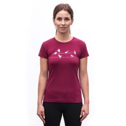 SENSOR Merino Active Songbirds dámské triko kr. rukáv Lilla