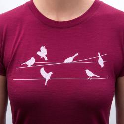 SENSOR Merino Active Songbirds dámské triko kr. rukáv Lilla