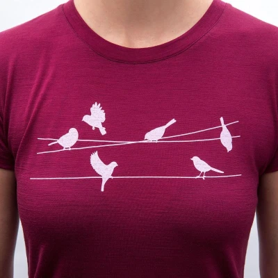 SENSOR Merino Active Songbirds dámské triko kr. rukáv Lilla