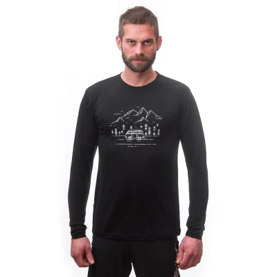 SENSOR Merino Active Van Life pánské černé triko dl.rukáv