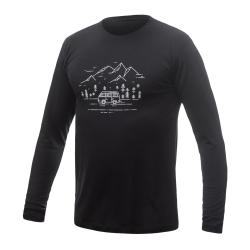 SENSOR Merino Active Van Life pánské černé triko dl.rukáv