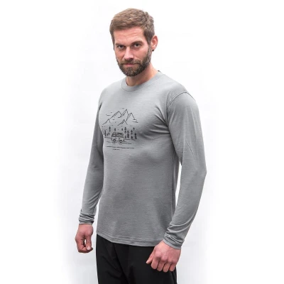 SENSOR Merino Active Van Life pánské šedé triko dl.rukáv