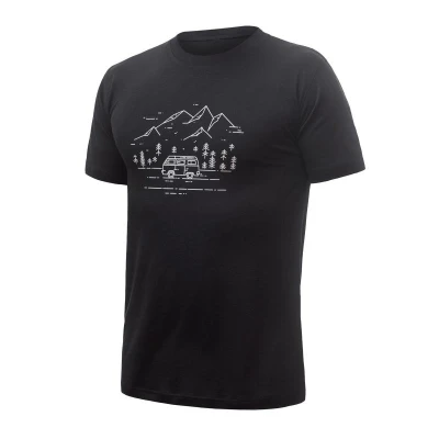 SENSOR Merino Active Van Life pánské černé triko kr.rukáv SENSOR Merino Active Van Life pánské černé triko kr.rukáv