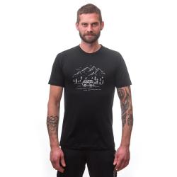 SENSOR Merino Active Van Life pánské černé triko kr.rukáv