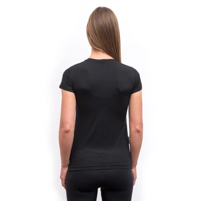 SENSOR Merino Air Bloom dámské černé triko kr.rukáv
