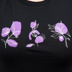 SENSOR Merino Air Bloom dámské černé triko kr.rukáv