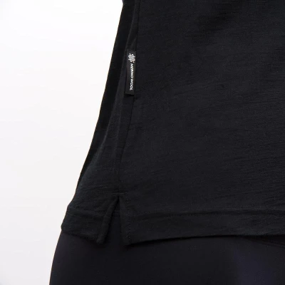 SENSOR Merino Air Bloom dámské černé triko kr.rukáv