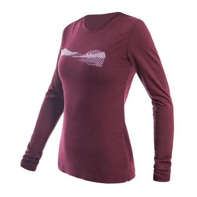 SENSOR Merino Air Hills dámské triko dl.rukáv Port Red