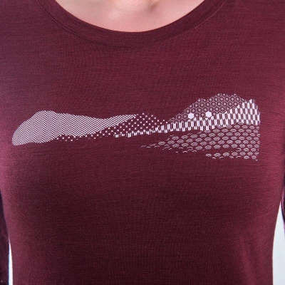 SENSOR Merino Air Hills dámské triko dl.rukáv Port Red
