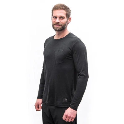 SENSOR Merino Air Traveller pánské černé triko dl.rukáv