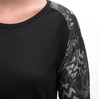 SENSOR Merino Blend Impress dámské triko dl.rukáv černá/zebra
