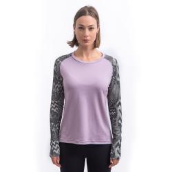 SENSOR Merino Blend Impress dámské triko dl.rukáv Mystic Violet/zebra