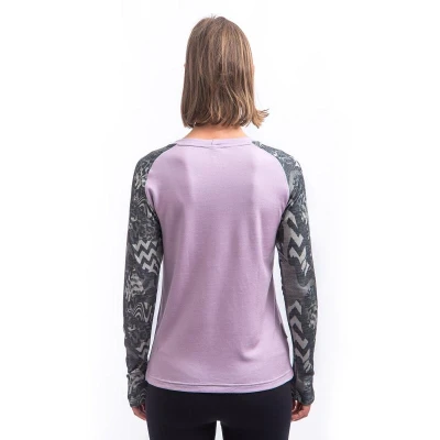 SENSOR Merino Blend Impress dámské triko dl.rukáv Mystic Violet/zebra