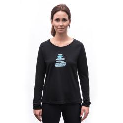 SENSOR Merino Blend Stone dámské černé triko dl.rukáv